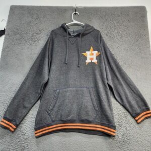 Houston Astros Hoodie Mens 2XL Gray MLB Baseball Stitches Pullover Stripe Trim